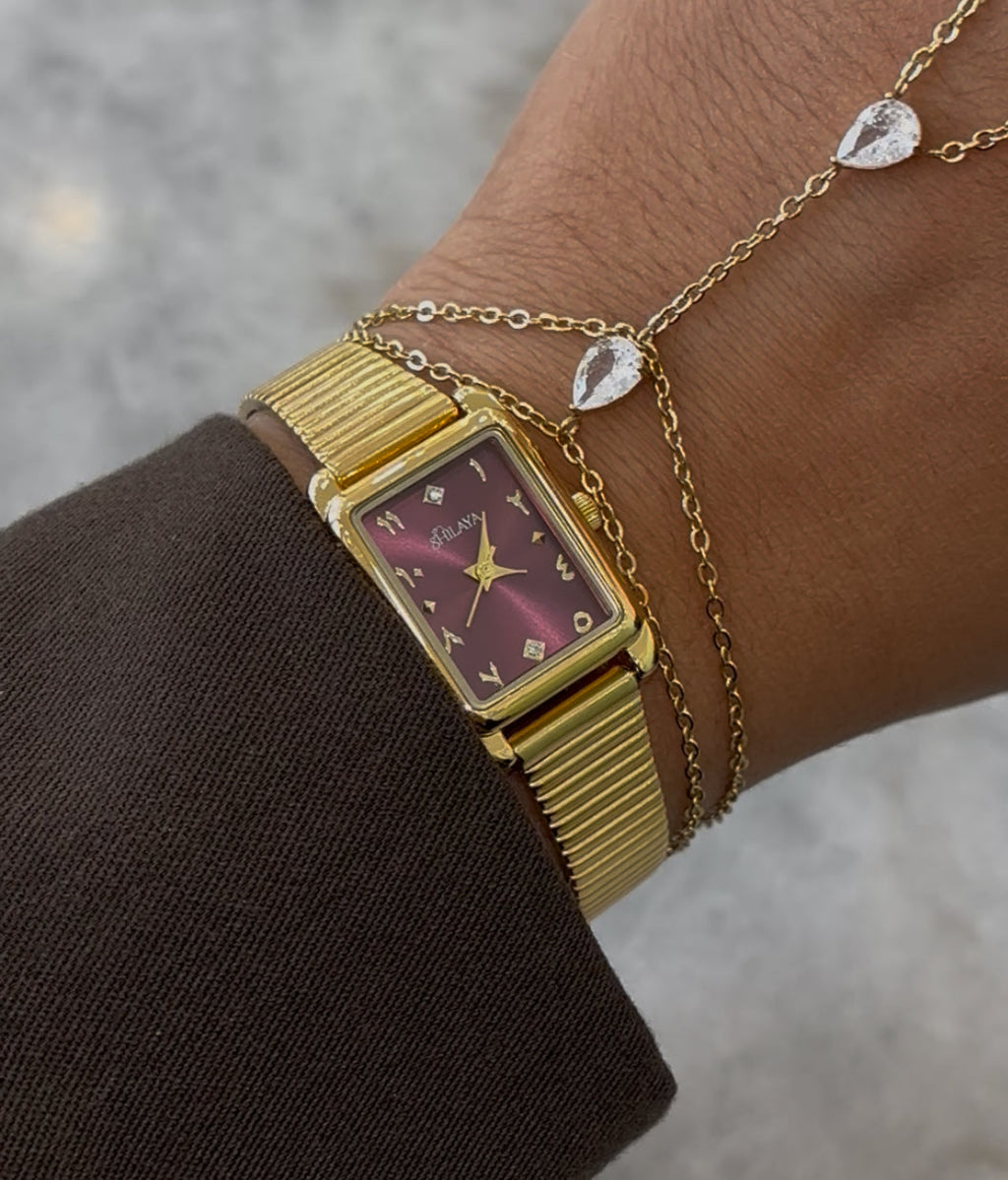 LA VELVET MONTRE DORÉ AVEC CHIFFRES ARABES Shilaya