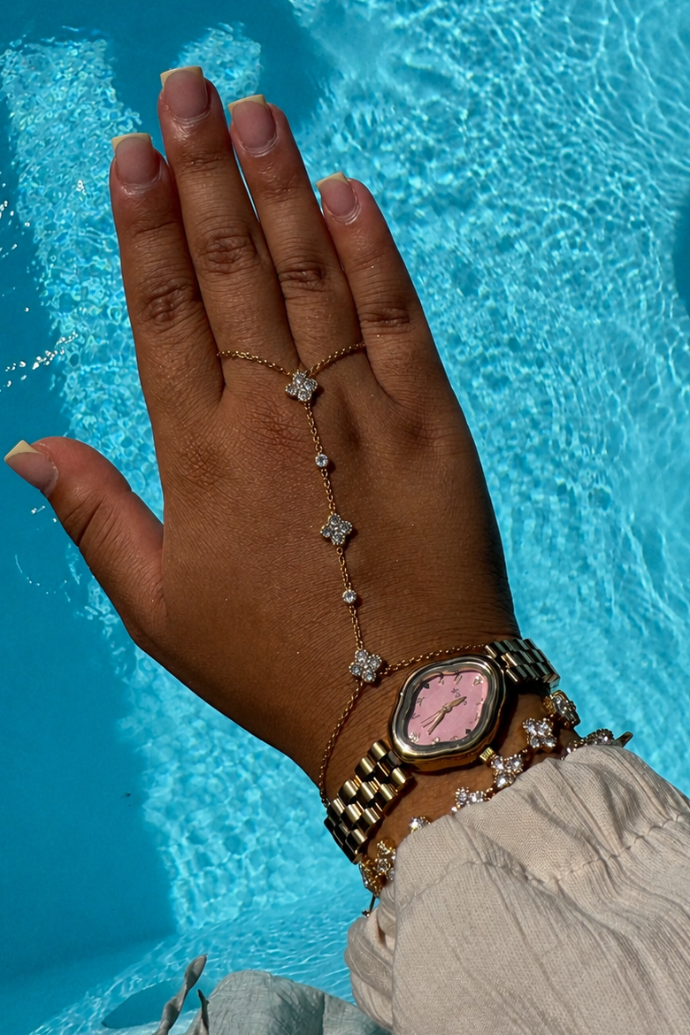 LA MUSE PINK MONTRE DORÉ AVEC CHIFFRES ARABES