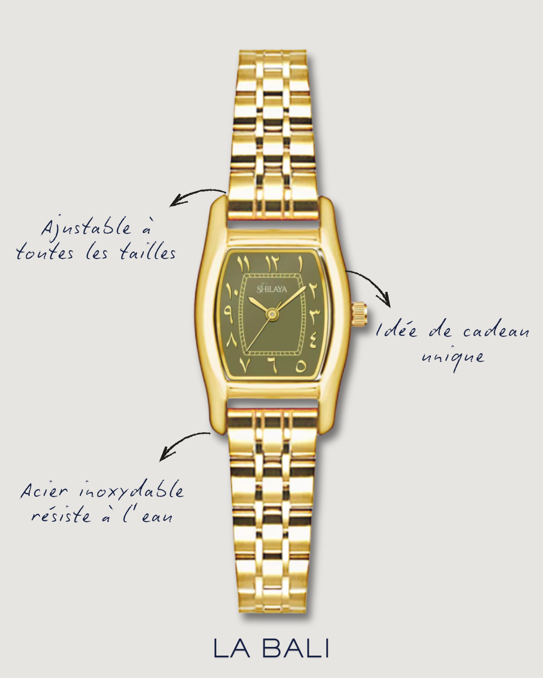 LA BALI MONTRE DORÉ AVEC CHIFFRES ARABES Shilaya