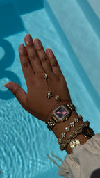 La Mykonos Violette – montre chiffres arabes dorée, photo 2 | Shilaya