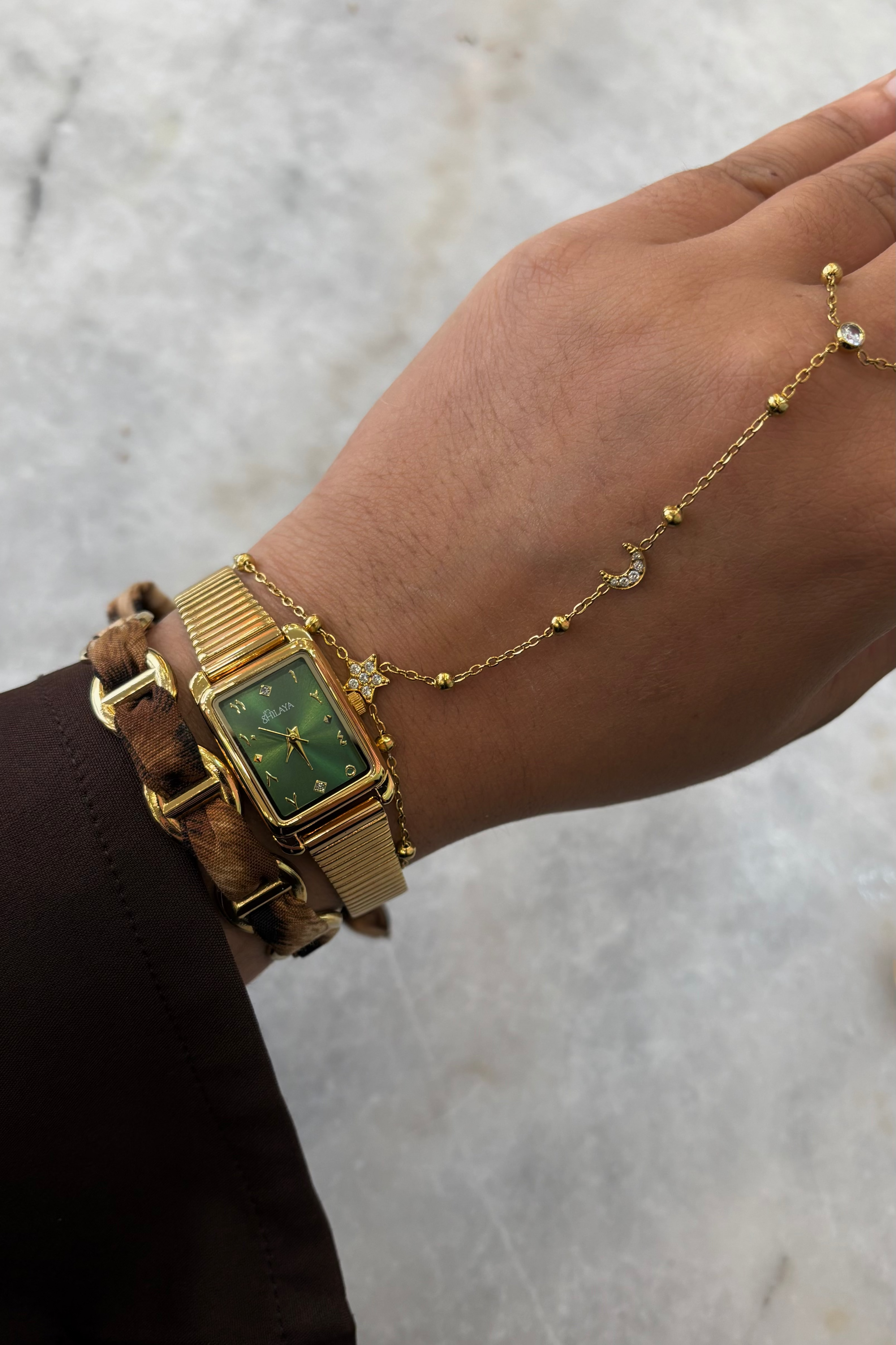 COFFRET CHAINE DE MAIN QAMAR + MONTRE + JONC Shilaya