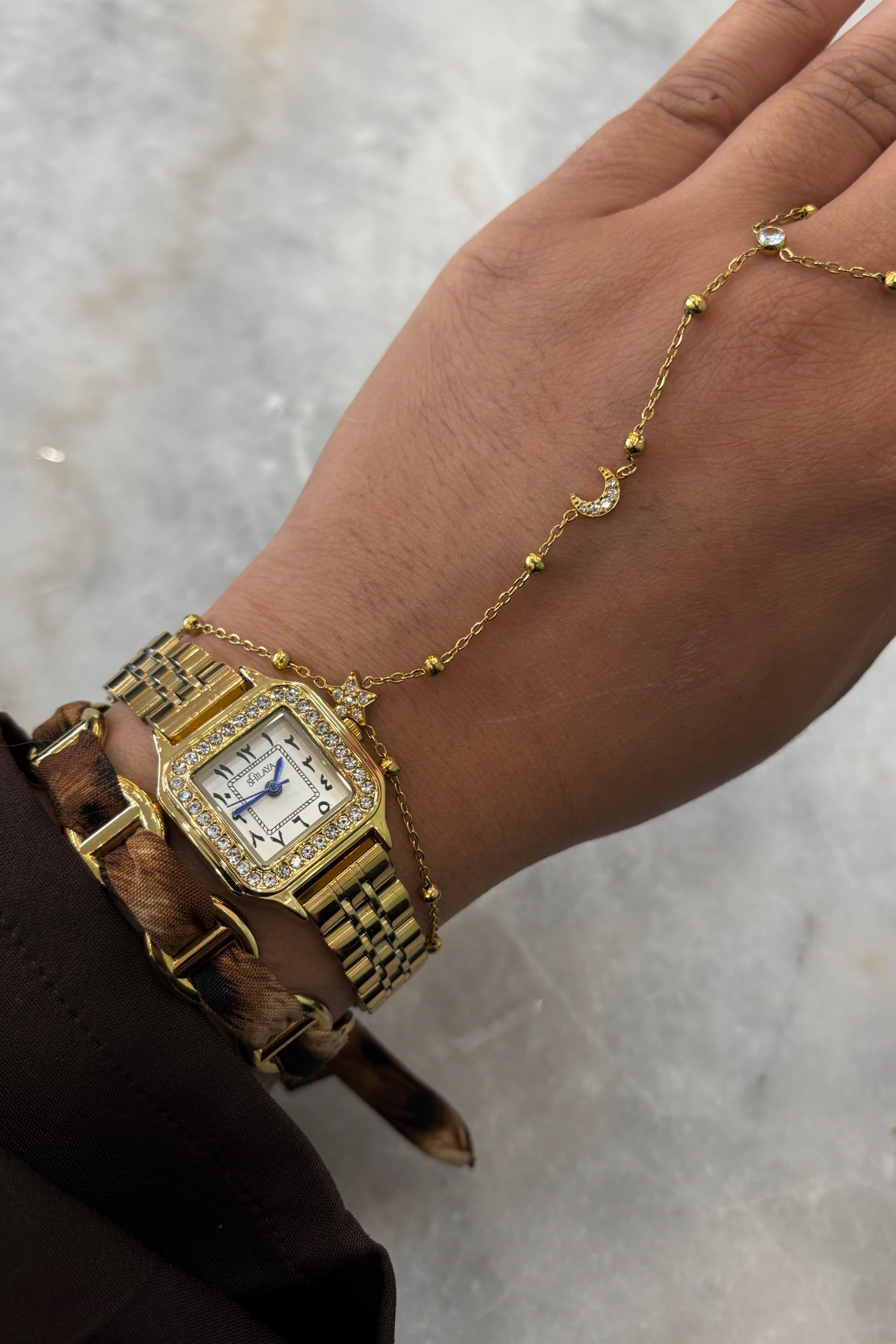 COFFRET CHAINE DE MAIN QAMAR + MONTRE + JONC Shilaya