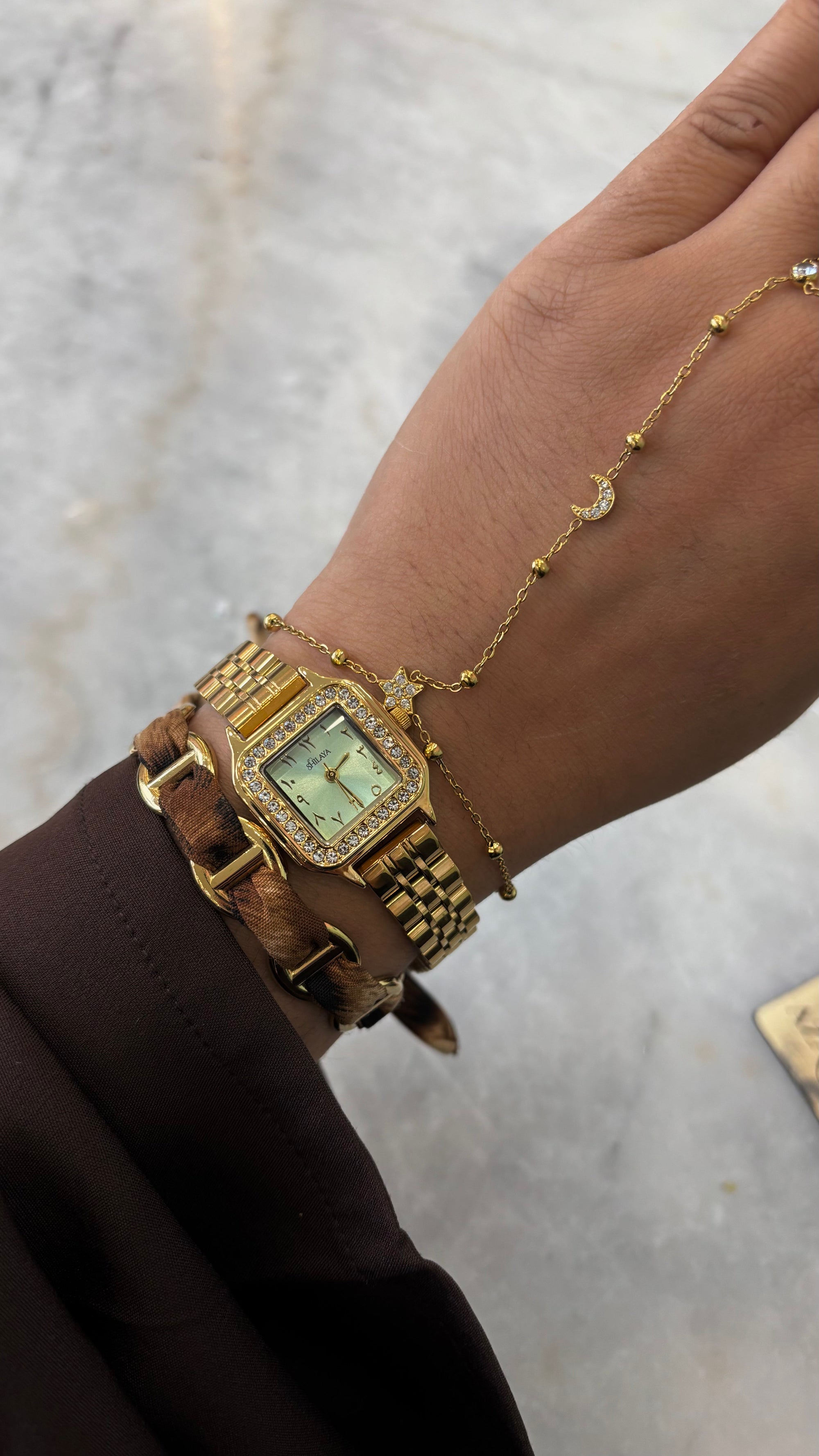 COFFRET CHAINE DE MAIN QAMAR + MONTRE + JONC Shilaya