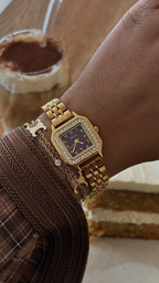 La Mykonos Violette – montre dorée femme à chiffres arabes, cadran violet | Shilaya