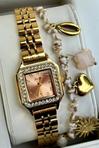 COFFRET ALOHA PEACH CHIFFRES ARABE & BRACELET