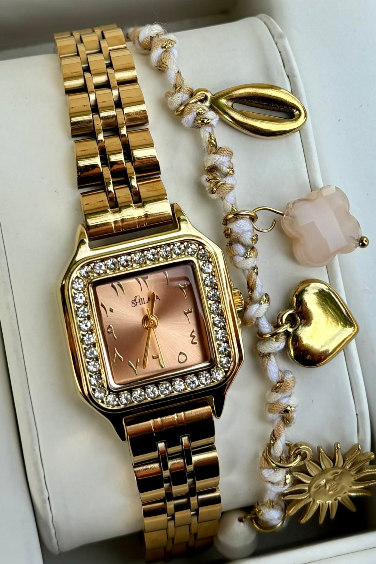 COFFRET ALOHA PEACH CHIFFRES ARABE & BRACELET