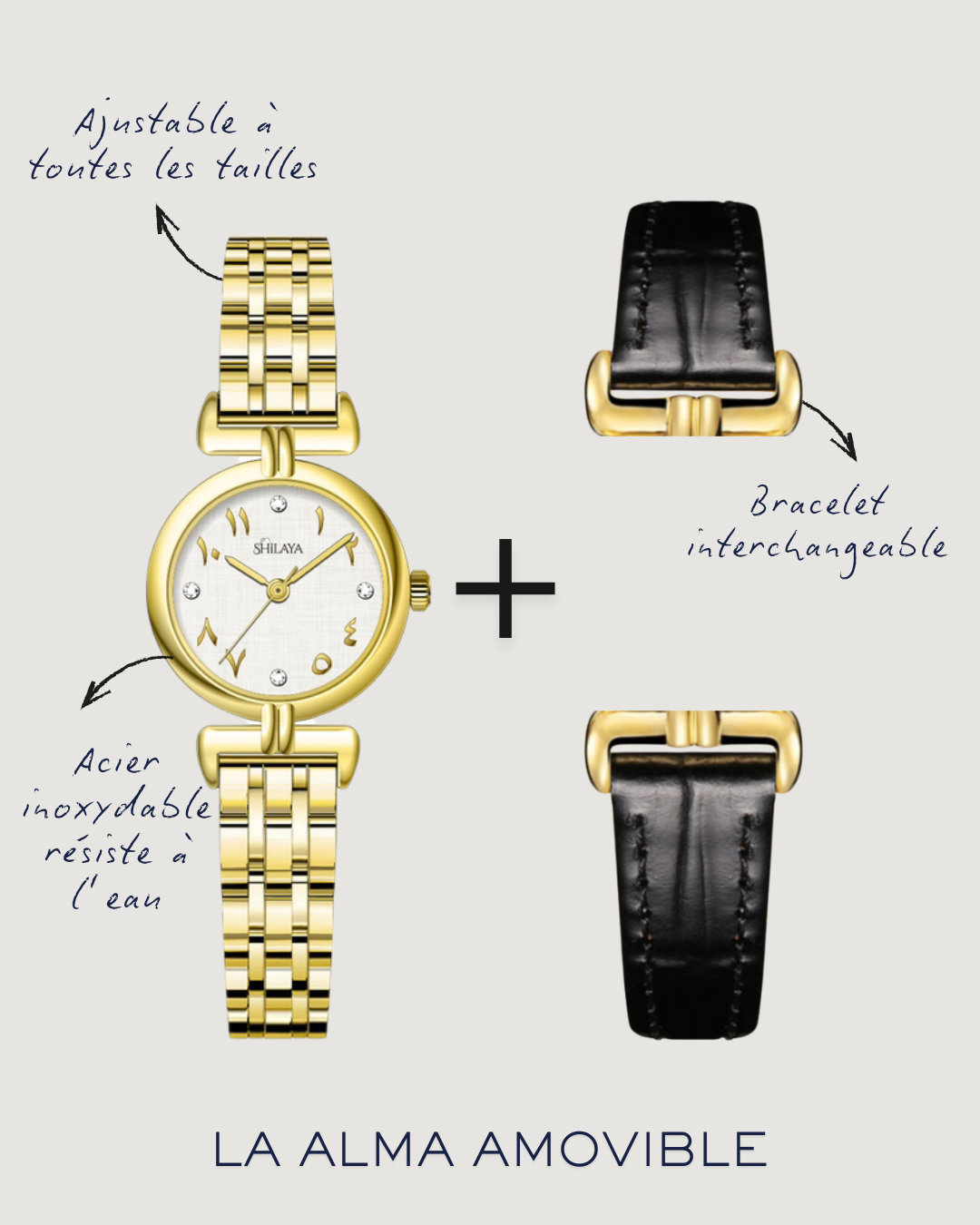 LA ALMA MONTRE AMOVIBLE AVEC CHIFFRES ARABES