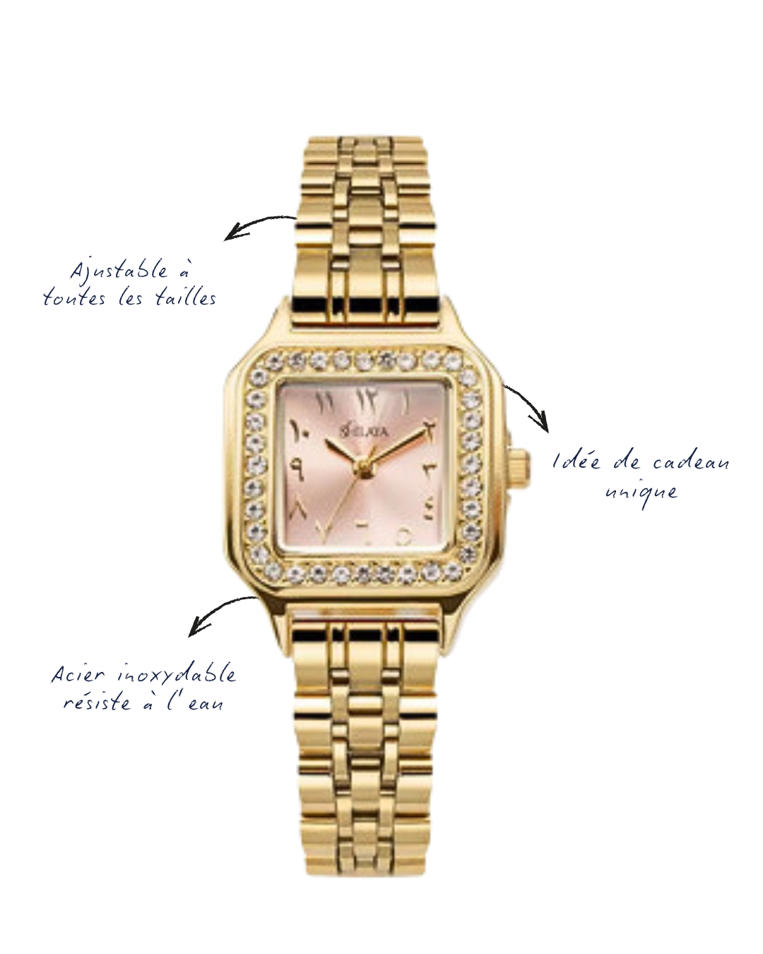 LA PEACH MONTRE DORÉ AVEC CHIFFRES ARABES