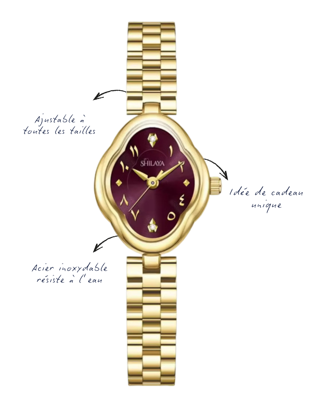 LA MUSE PURPLE MONTRE DORÉ AVEC CHIFFRES ARABES