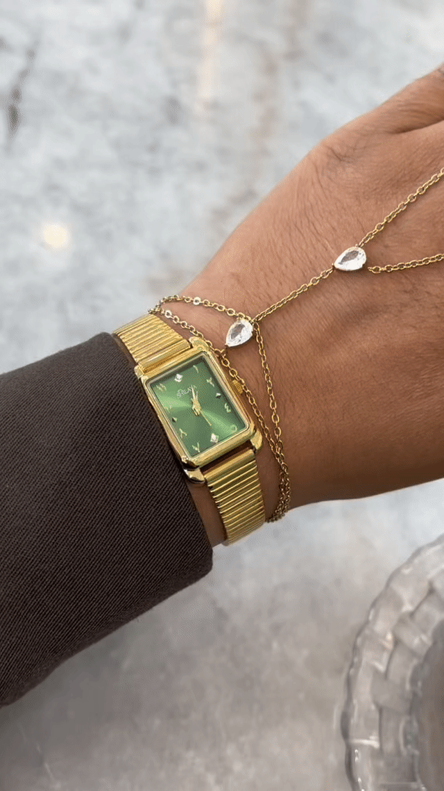 L'ÉMERAUDE MONTRE DORÉ AVEC CHIFFRES ARABES Shilaya